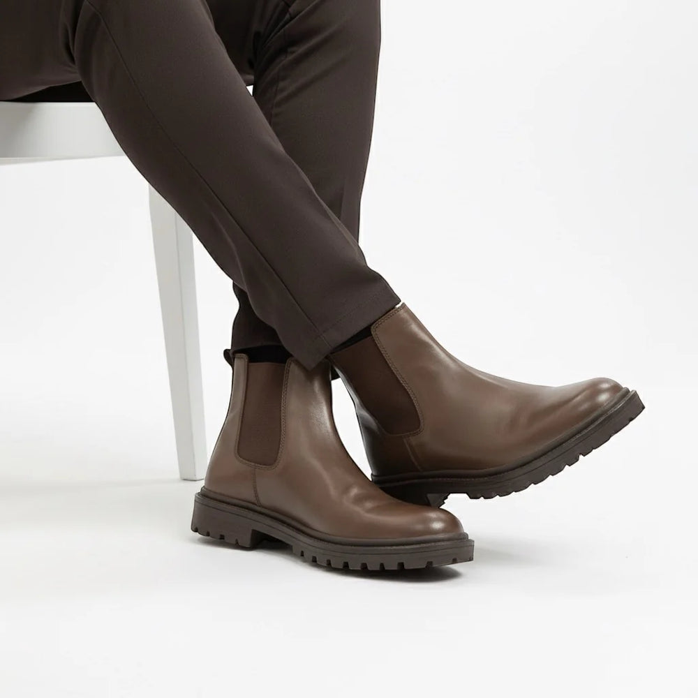 Handmade Brown Crocodile Embossed Leather Chelsea Boots
