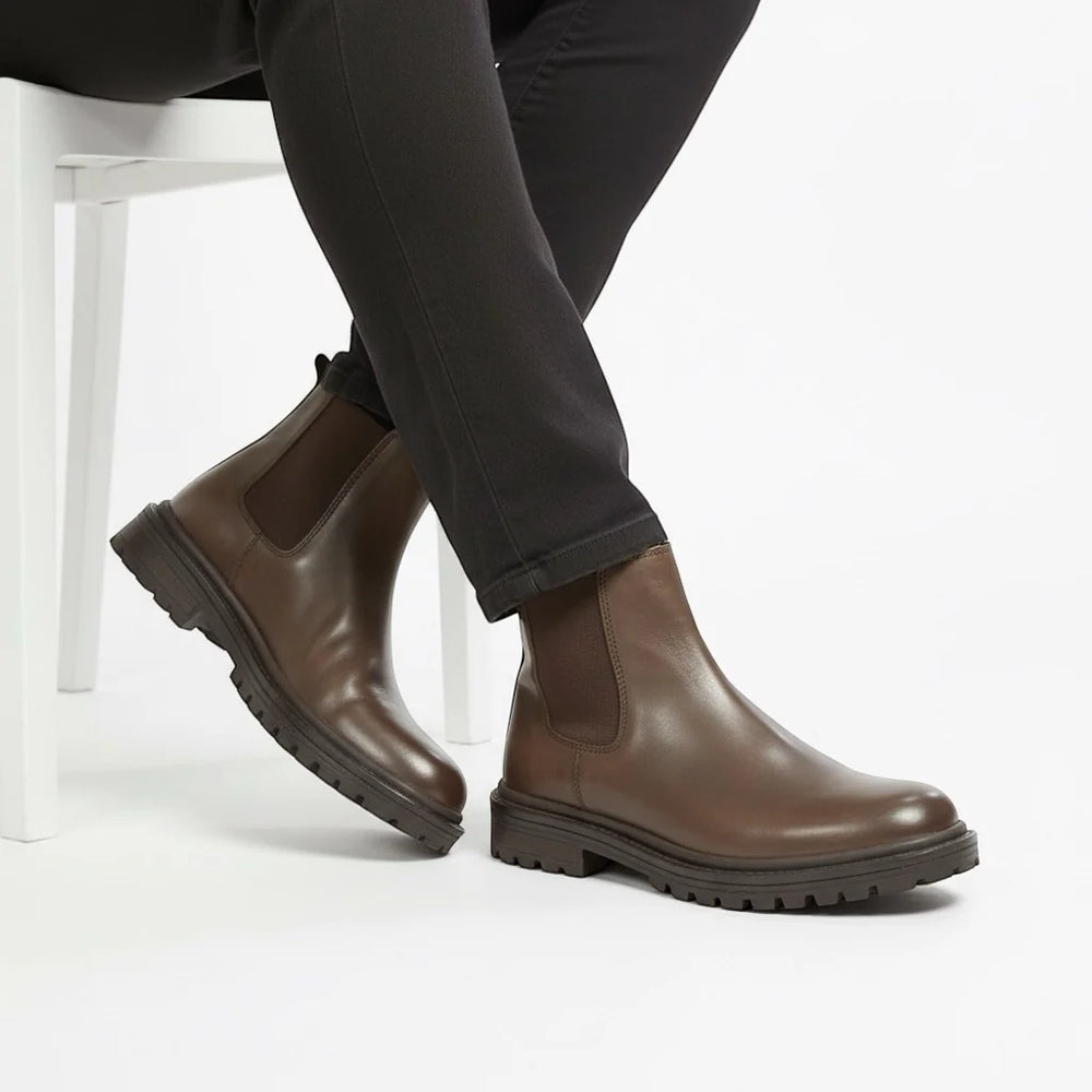 Handmade Brown Crocodile Embossed Leather Chelsea Boots