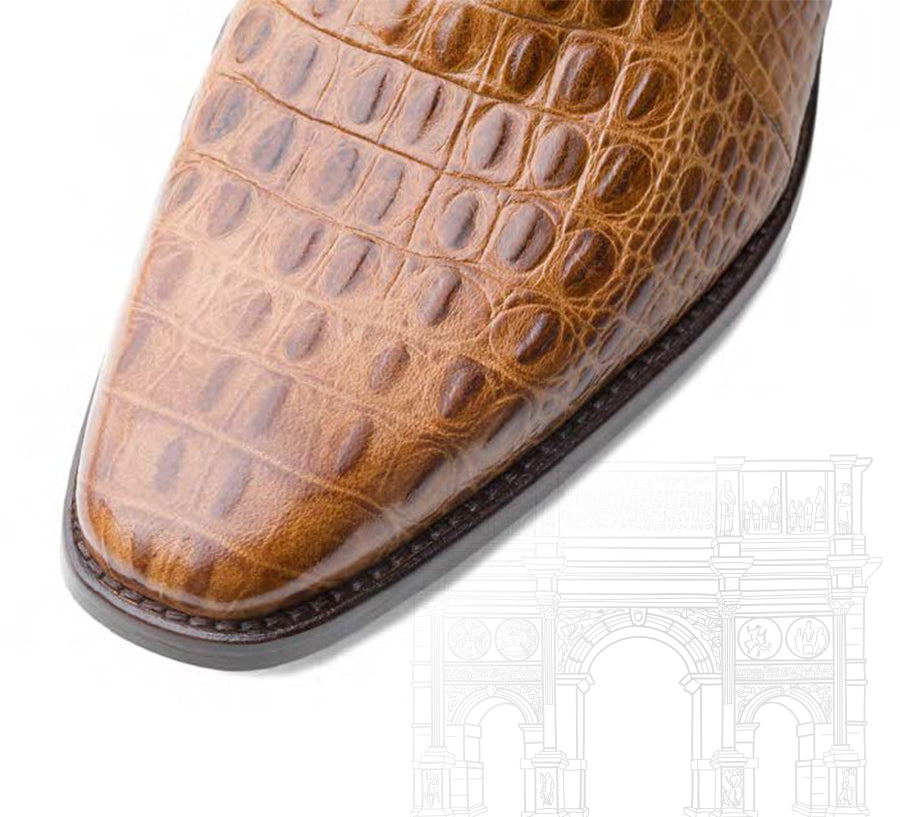 Brown Crocodile Embossed Leather Oxford Shoes – Men's Italian Dress Formal Wedding Footwear