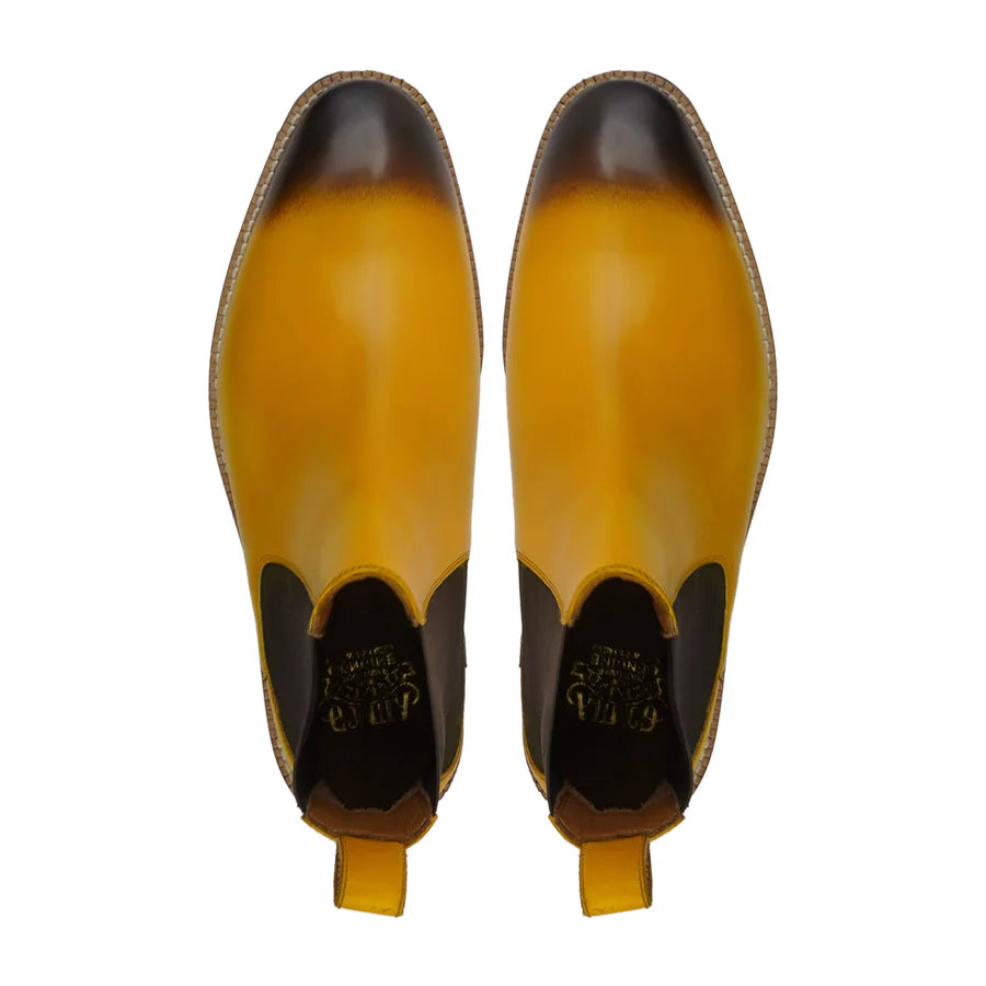 Handmade Mustard Leather Chelsea Boots | Men's Chunky Sole Ankle Boots